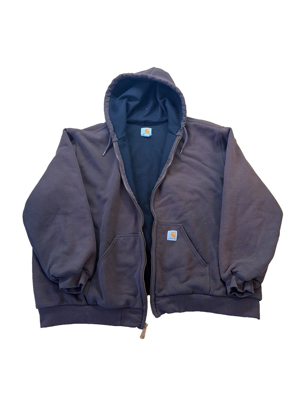 Y2K Carhartt Thermal Lined Full Zip Faded Brown Hoodie 100632 201 Jacket Sz XXL